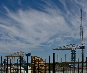 Photograph: Last day of the last cranes at the Swan Hunter Shipyard, photograph © Janet E Davis 2010