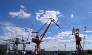 Photograph of view of cranes at Wallsend, 2007 by Janet E Davis
